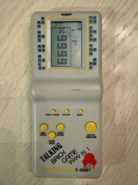 Talking Brick Game 9999-in-1 Handheld Console - grey and Yellow